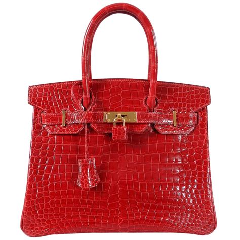 hermes crocodile bag red